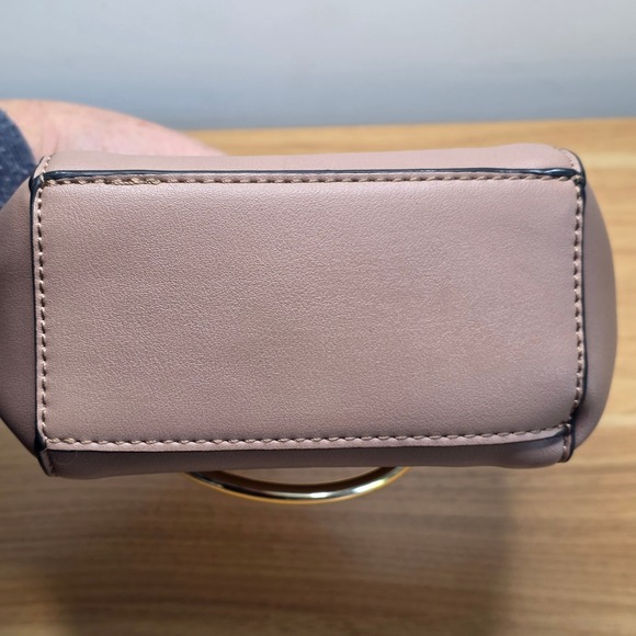 Colab Taupe/Pink Faux Leather Top‎ Handle Bag Gold Ring Handles - Picture 3 of 7